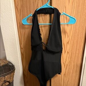 Black halter,neck bodysuit size 13